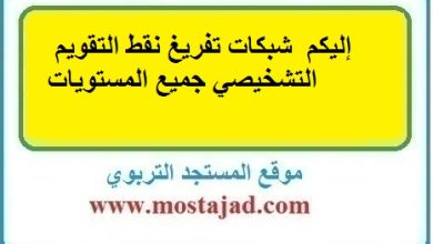 إليكم  شبكة تفريغ نتائج التقويم التشخيصي جميع المستويات