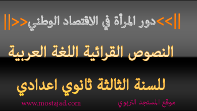 تحضير نص دور المرأة في الاقتصاد الوطني للسنة الثالثة إعدادي PDF