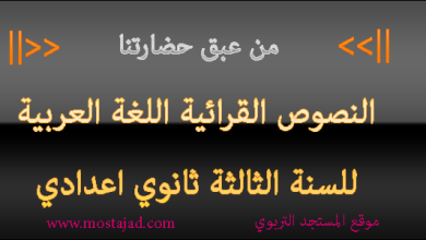 تحضير نص من عبق حضارتنا للسنة الثالثة إعدادي PDF