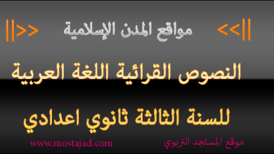 تحضير نص مواقع المدن الإسلامية للسنة الثالثة إعدادي PDF