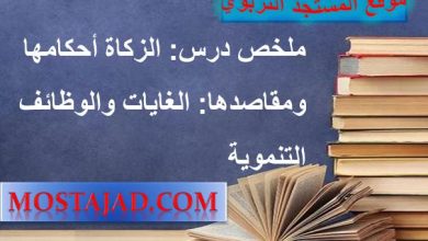 ملخص درس الزكاة أحكامها ومقاصدها الغايات والوظائف التنموية + خطاطة PDF